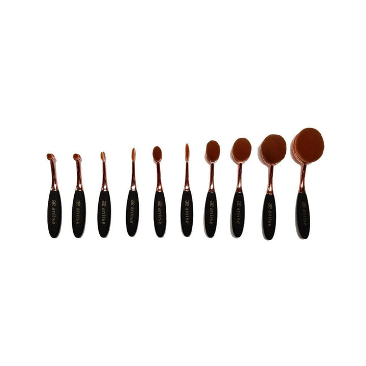 Synthetic Oval Makeup Brush Set - 10 Piece - Aniise